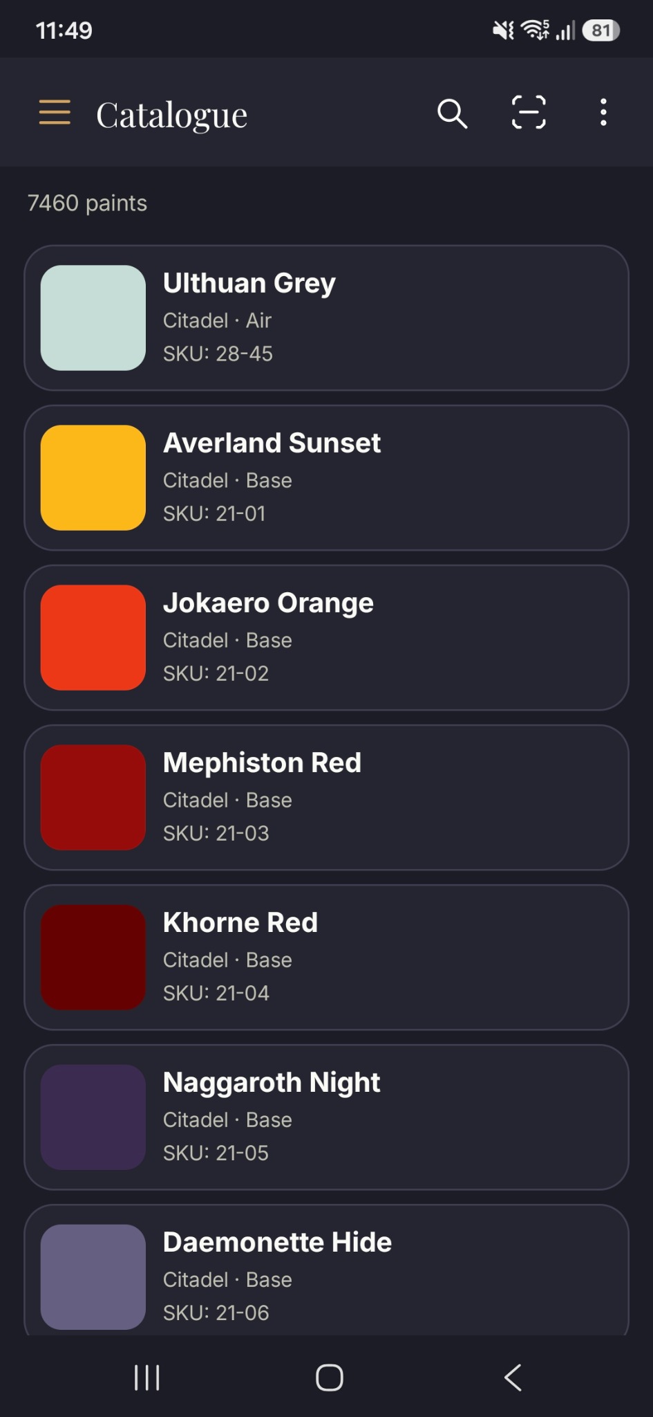 Chromatica paint catalogue